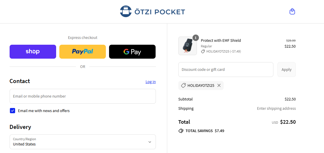 Coupon proof HOLIDAYOTZI25