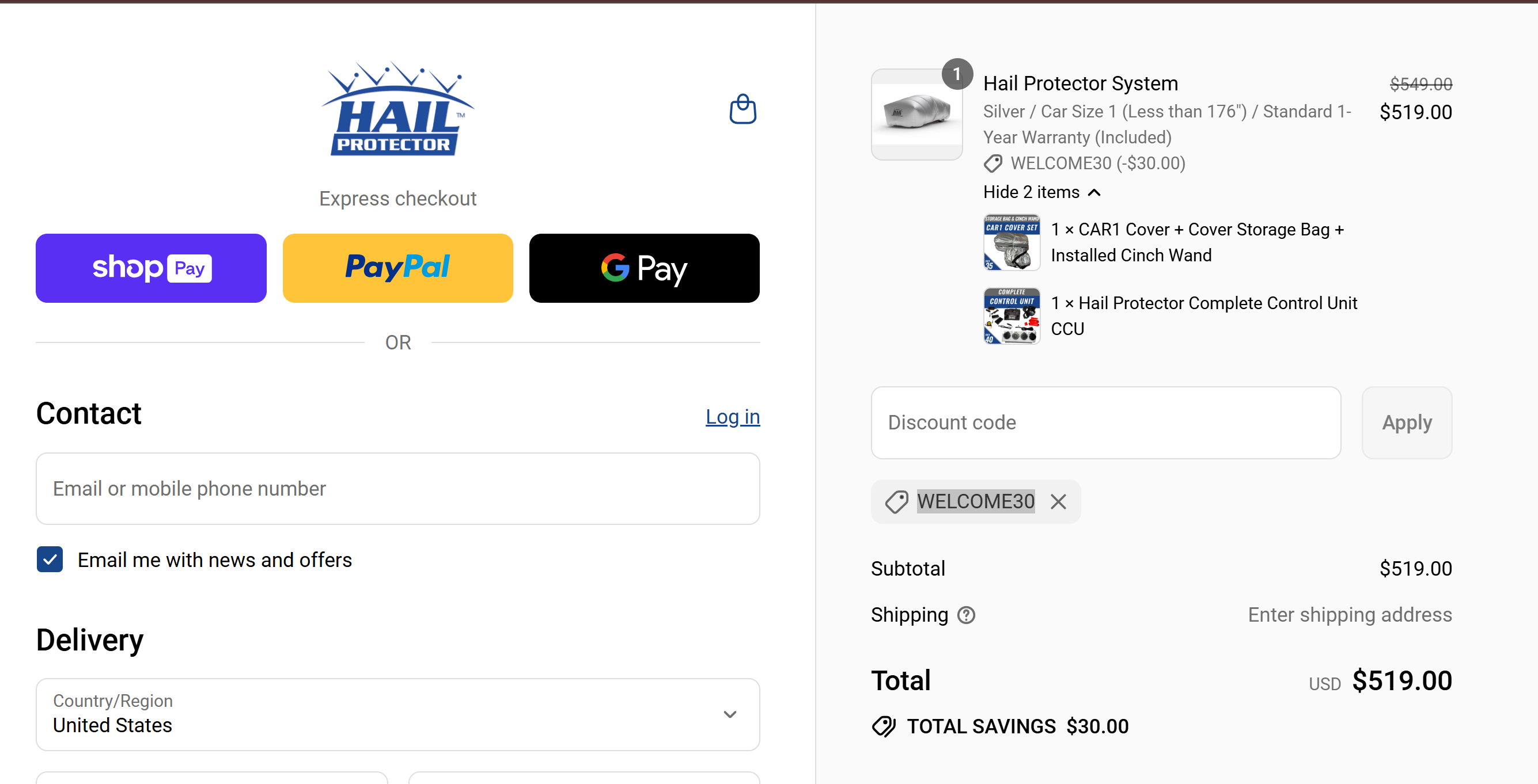 Coupon proof WELCOME30