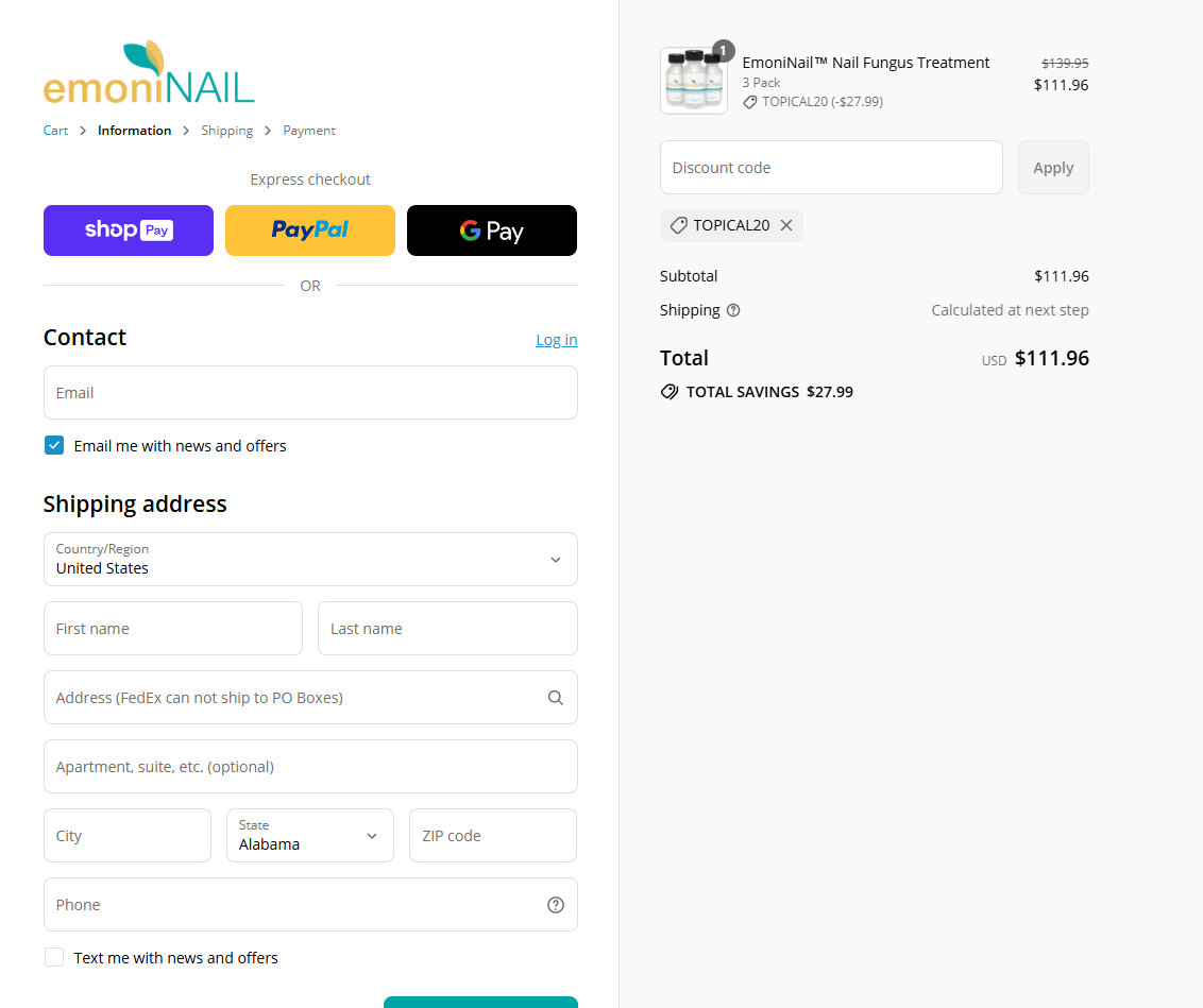 Coupon proof TOPICAL20