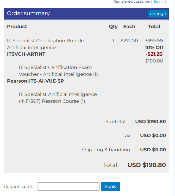 Coupon proof EXAMPREP10