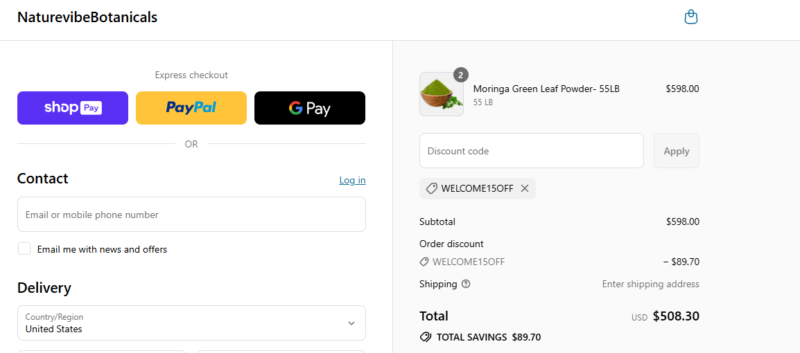Coupon proof WELCOME15OFF
