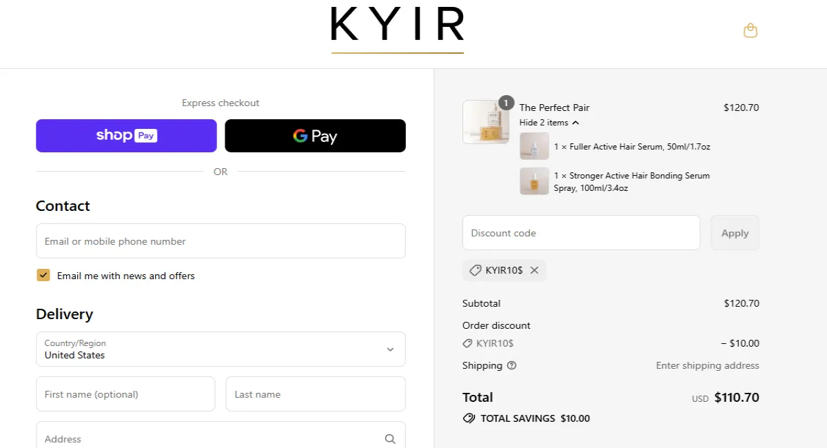 Coupon proof KYIR10$