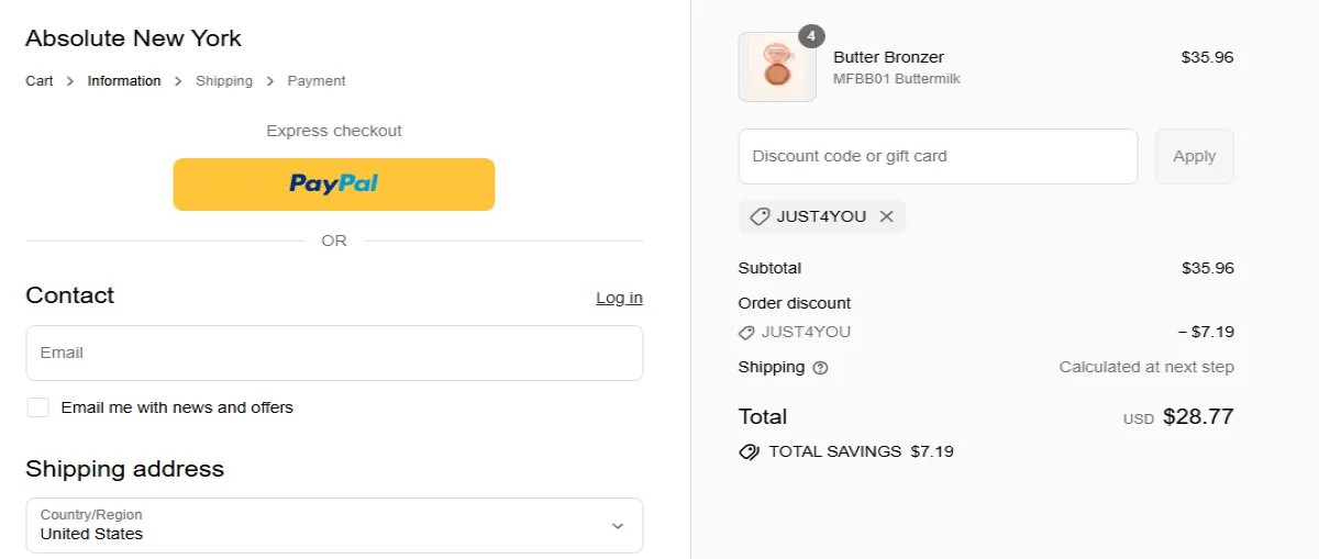 Coupon proof JUST4YOU