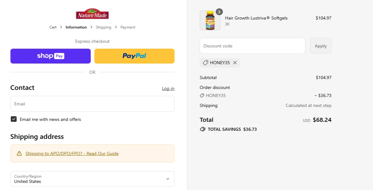 Coupon proof HONEY35