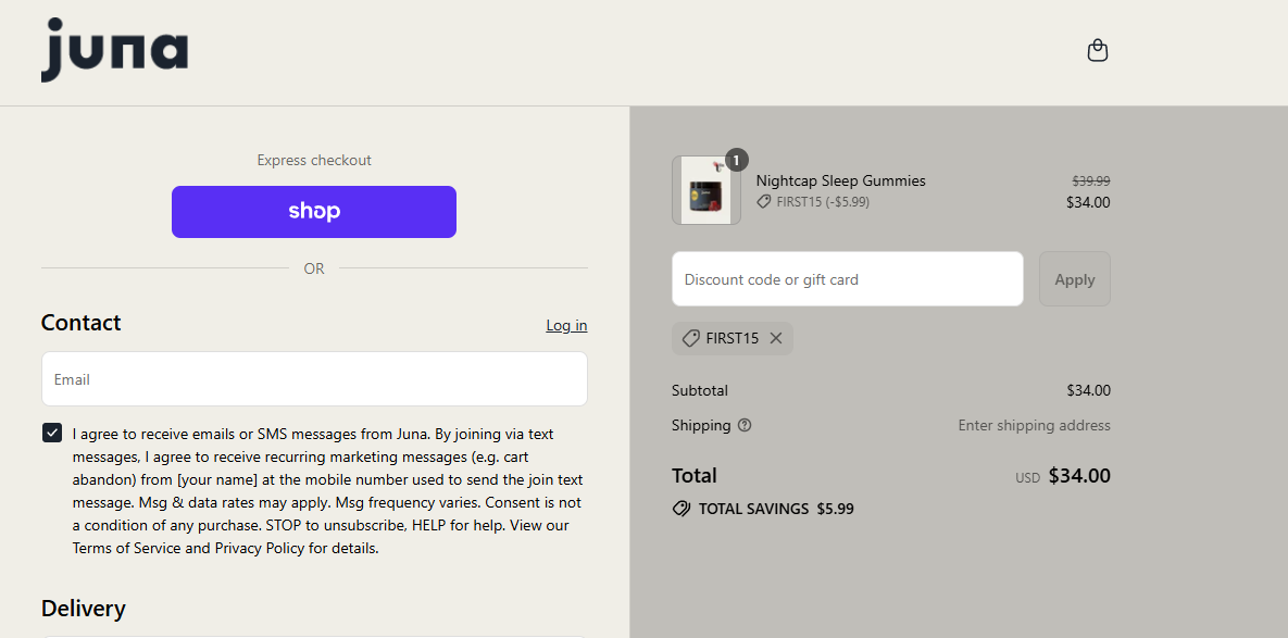 Coupon proof FIRST15