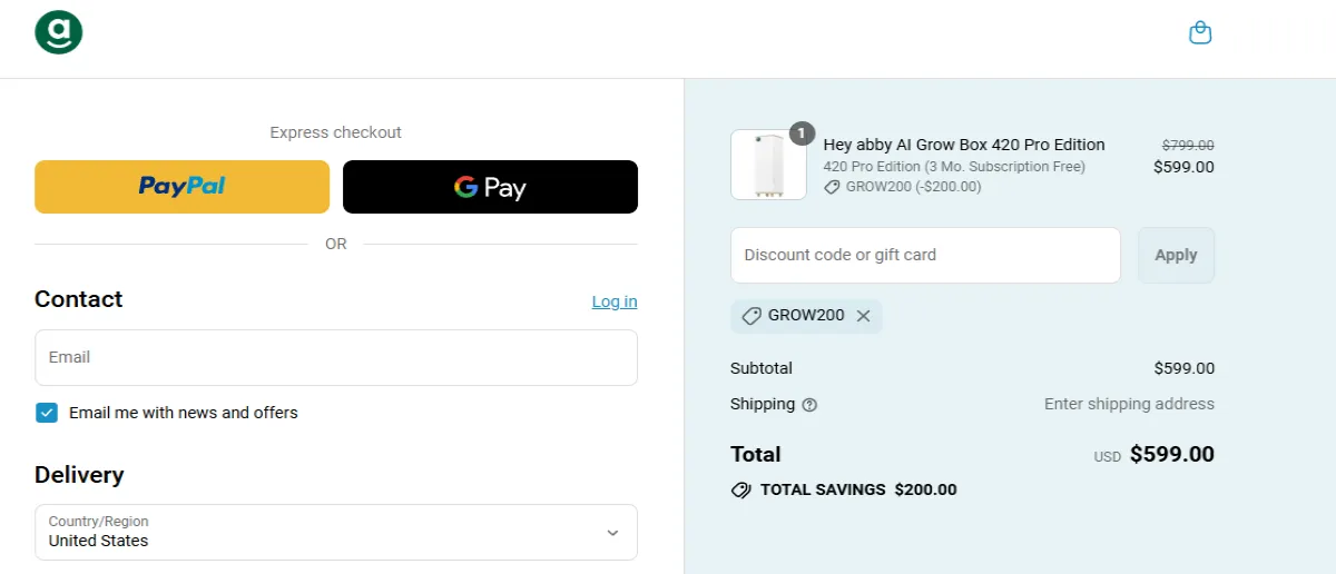 Coupon proof GROW200