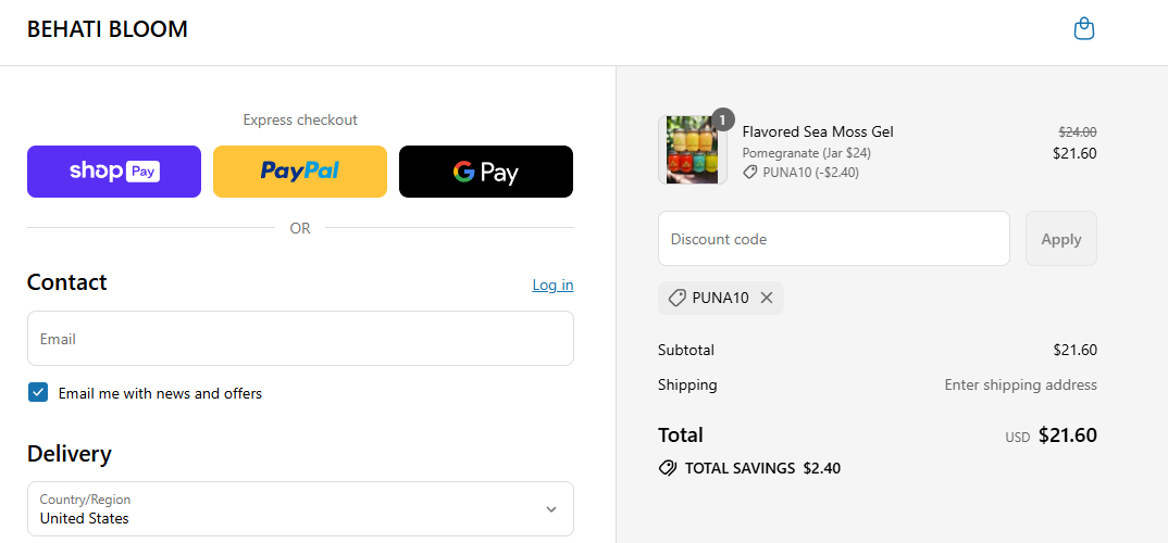 Coupon proof PUNA10