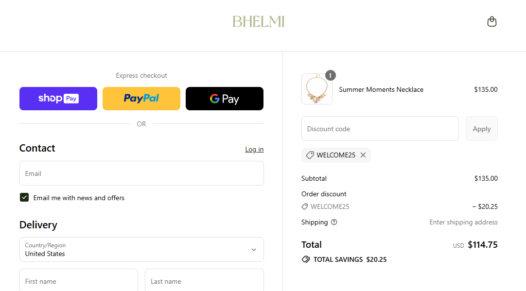 Coupon proof WELCOME25