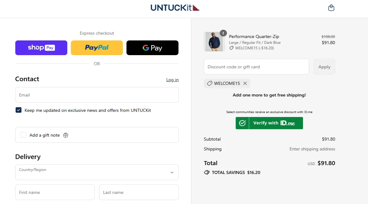 Coupon proof WELCOME15