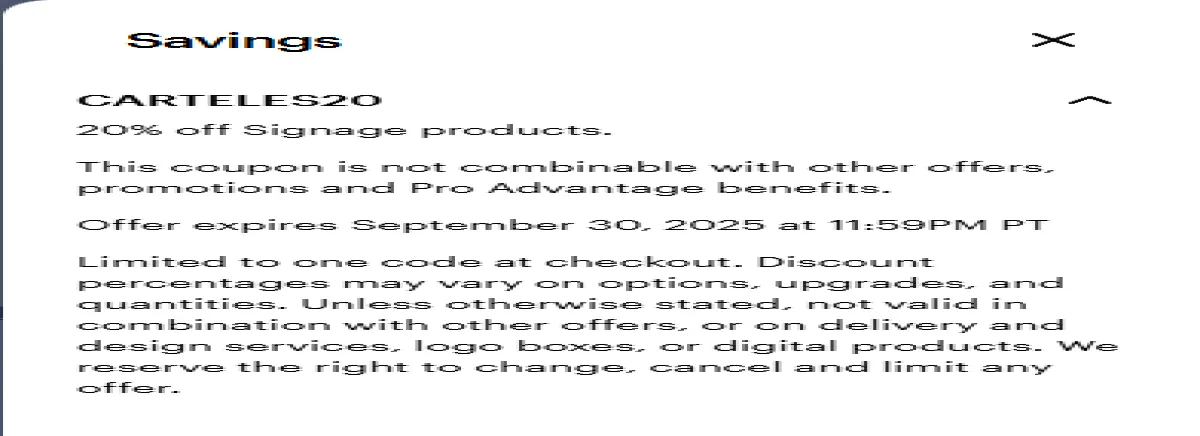 Coupon proof CARTELES20