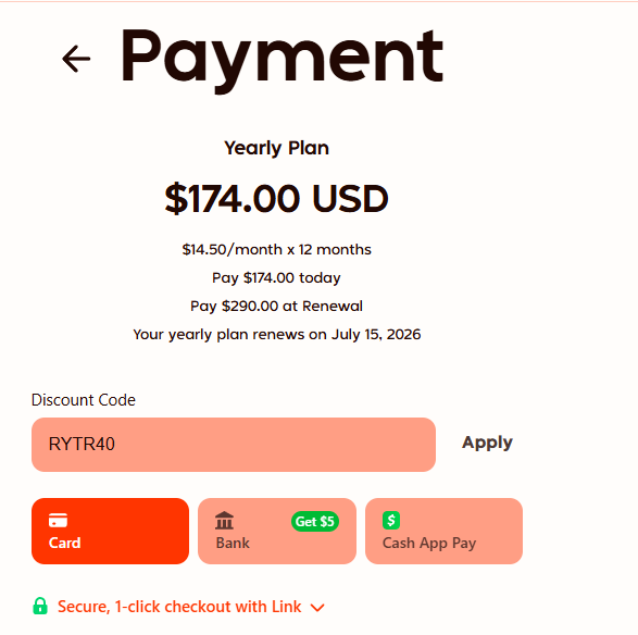 Coupon proof RYTR40