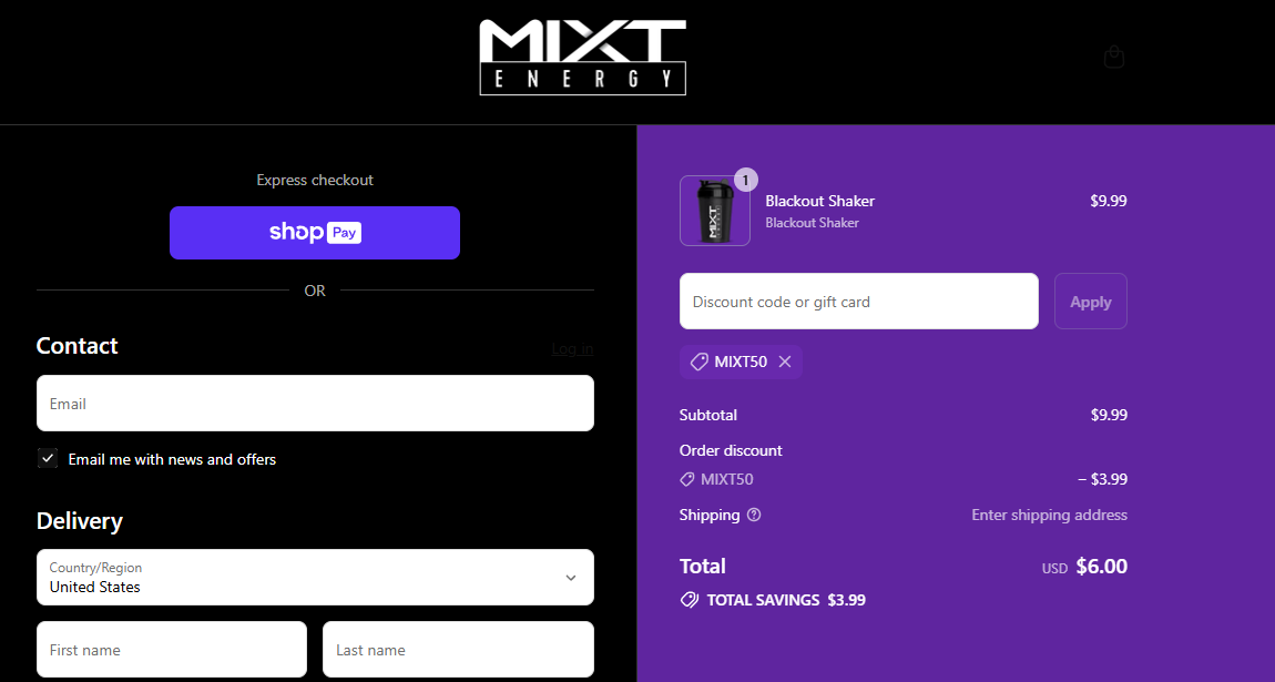 Coupon proof MIXT50