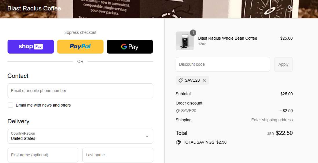 Coupon proof SAVE20