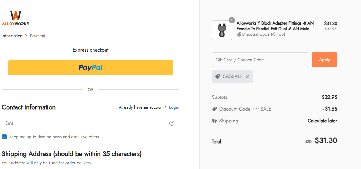 Coupon proof SASSALE