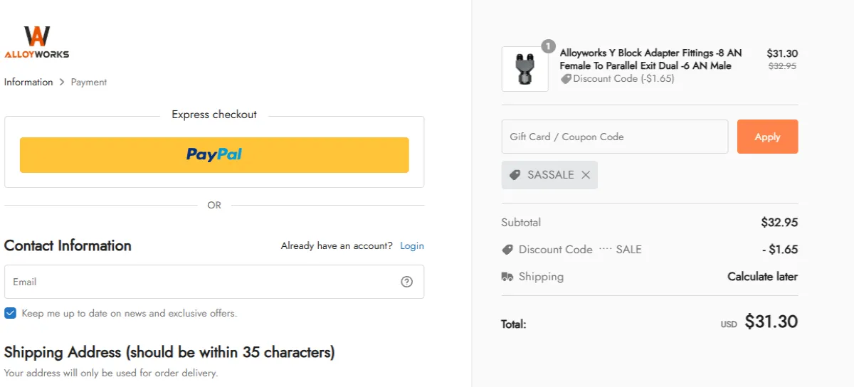 Coupon proof SASSALE