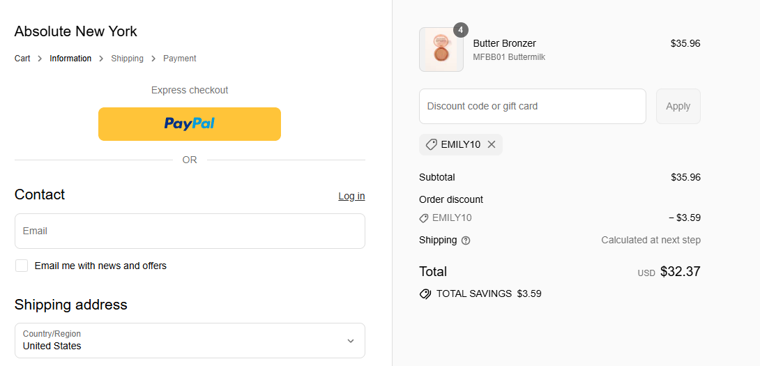 Coupon proof EMILY10