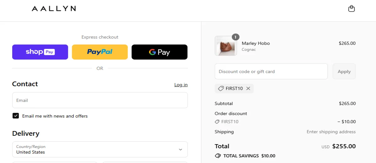 Coupon proof FIRST10