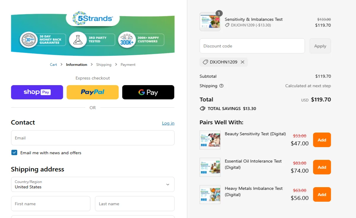 Coupon proof DXJOHN1209