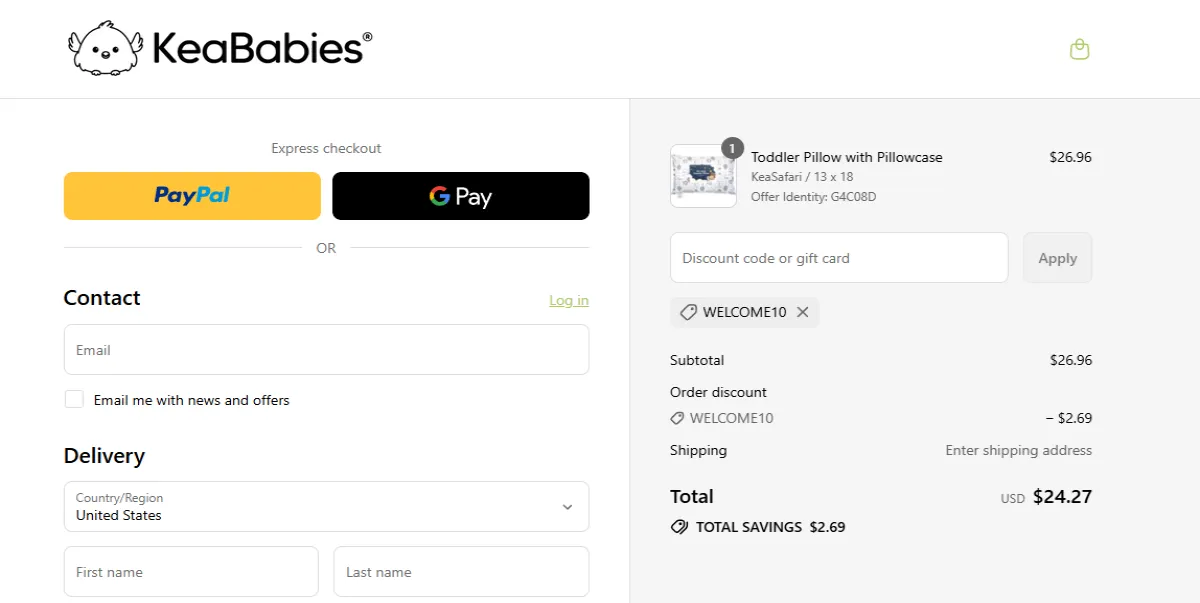 Coupon proof WELCOME10