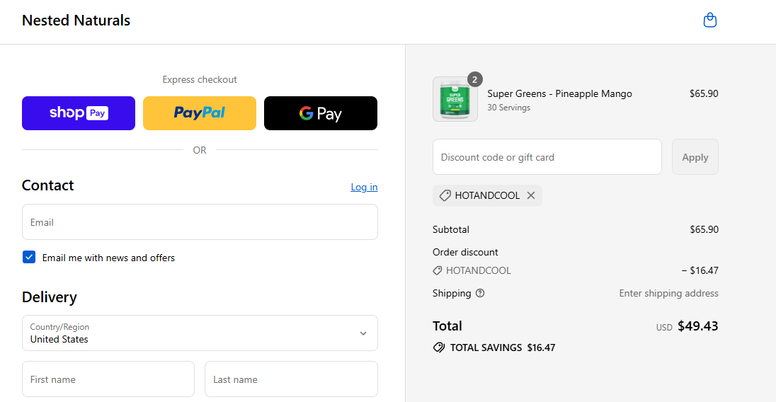 Coupon proof HOTANDCOOL