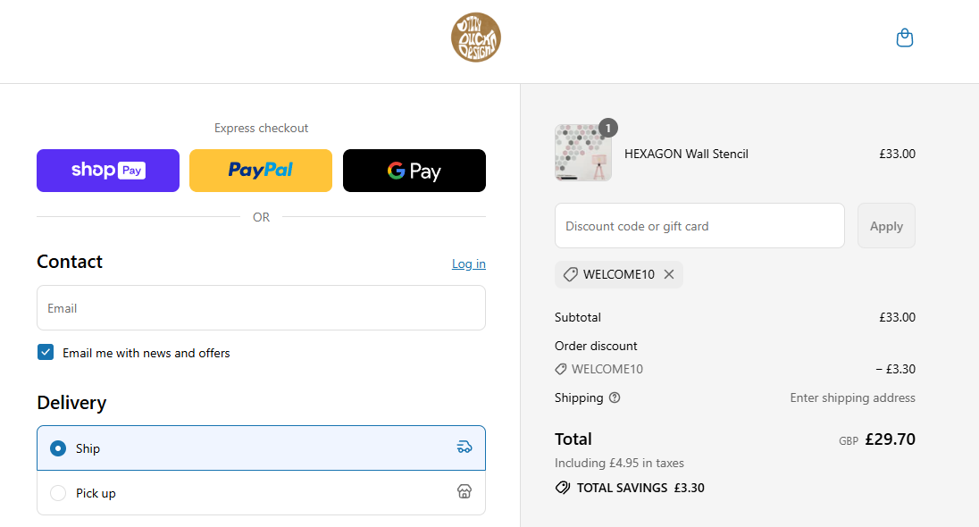 Coupon proof WELCOME10