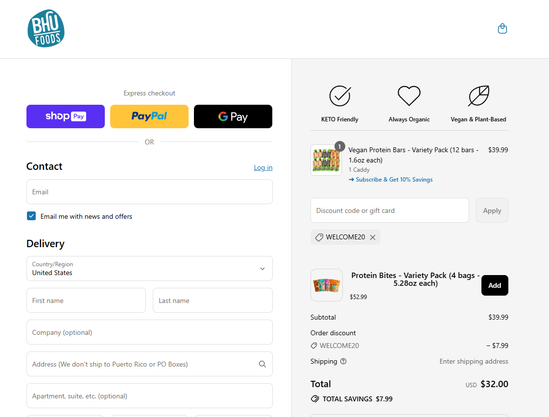 Coupon proof welcome20