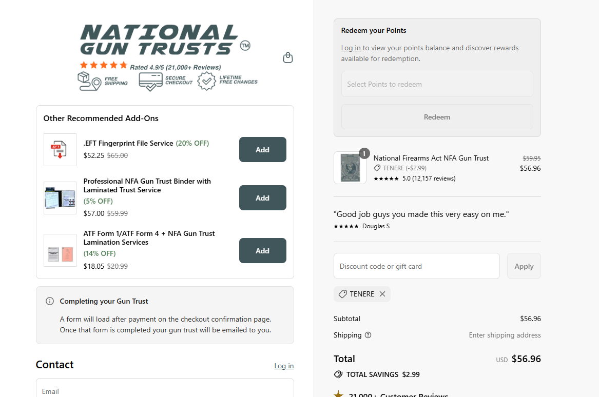 Coupon proof TENERE