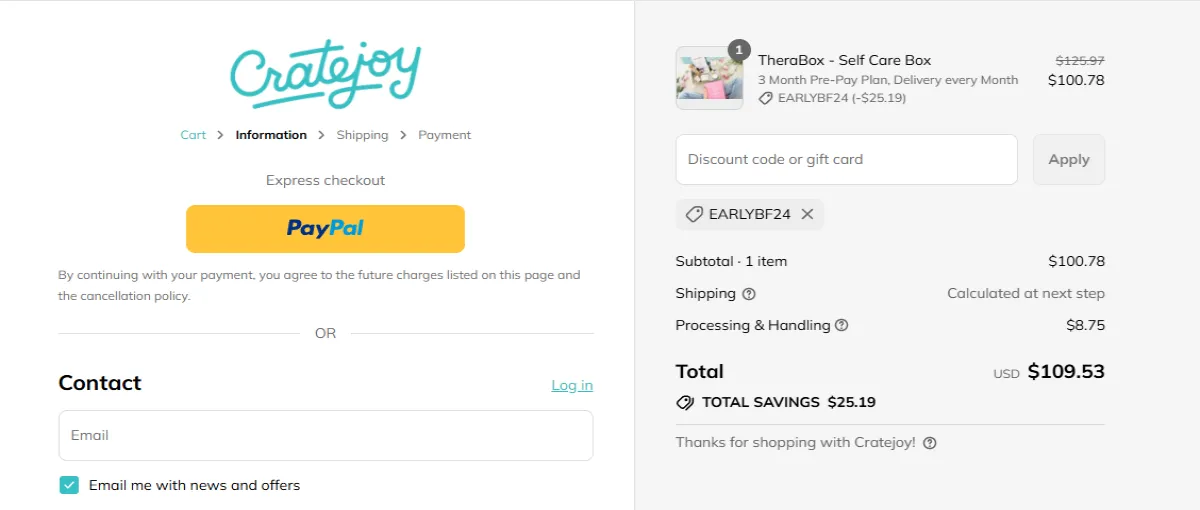 Coupon proof EARLYBF24