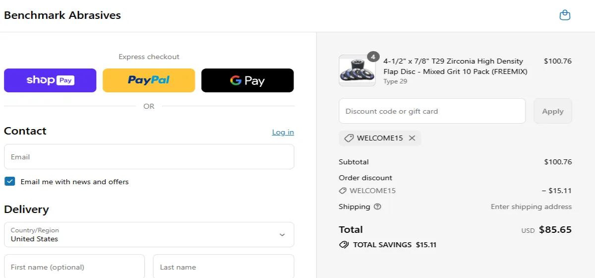 Coupon proof WELCOME15