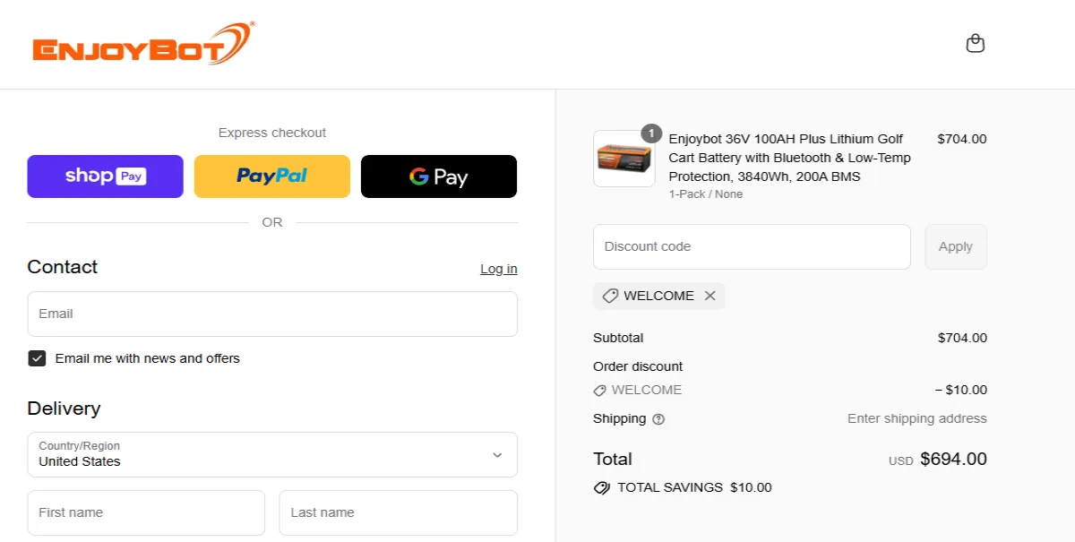 Coupon proof WELCOME