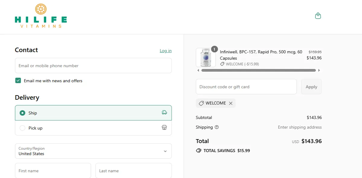 Coupon proof WELCOME