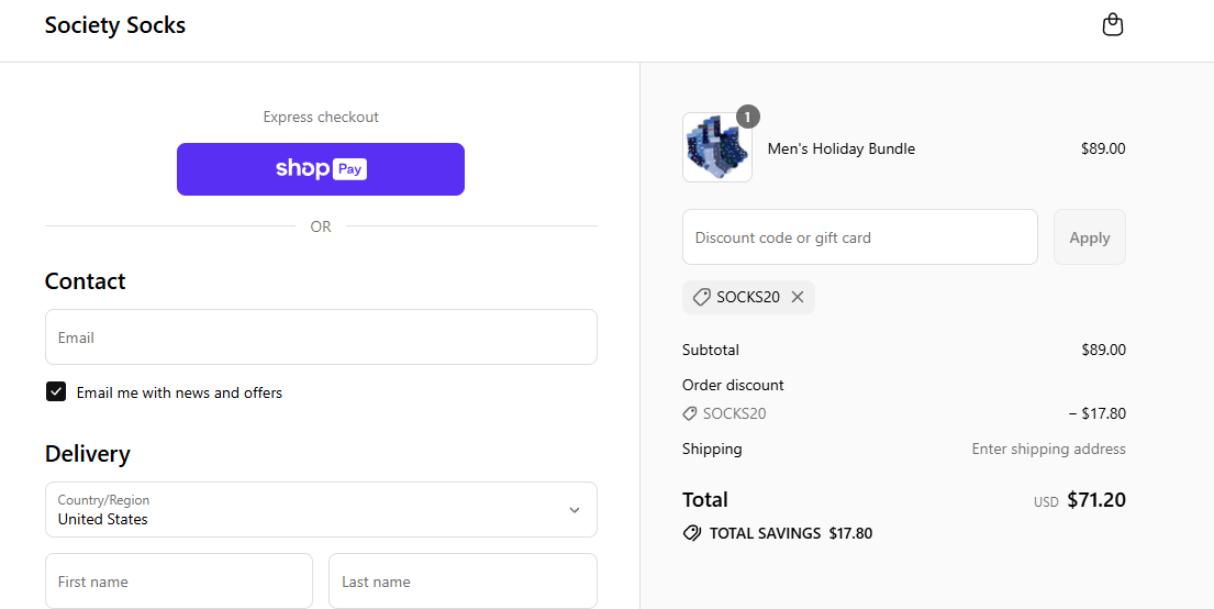 Coupon proof SOCKS20