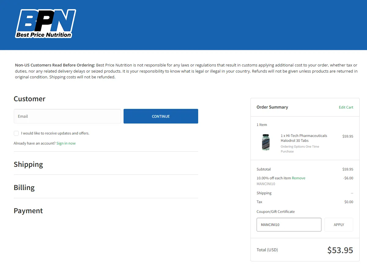 Coupon proof MANCINI10