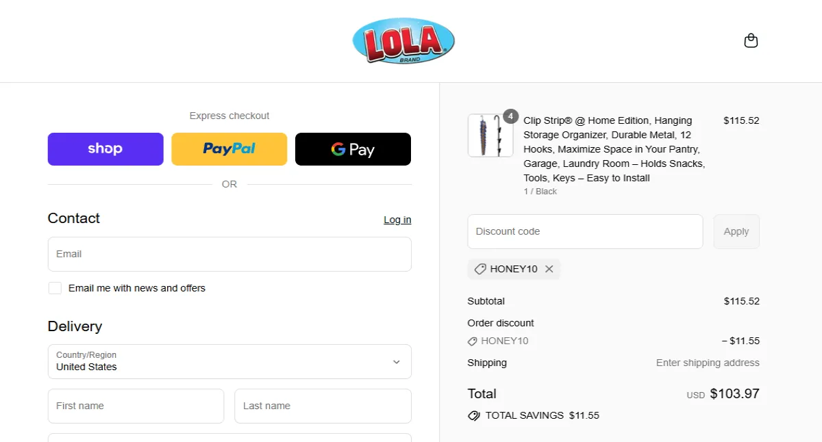 Coupon proof HONEY10