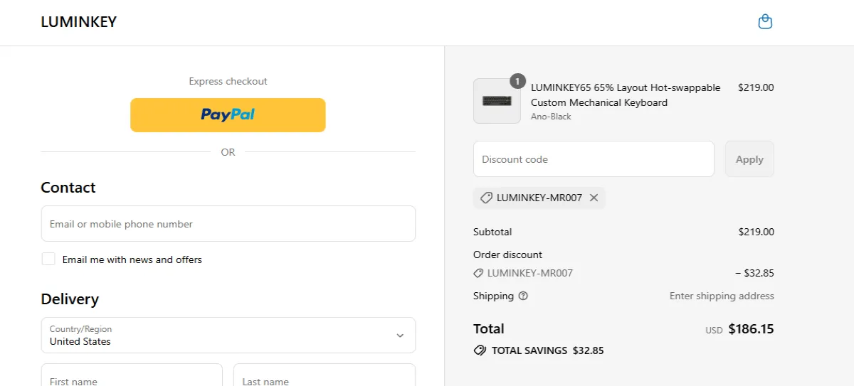 Coupon proof LUMINKEY-MR007