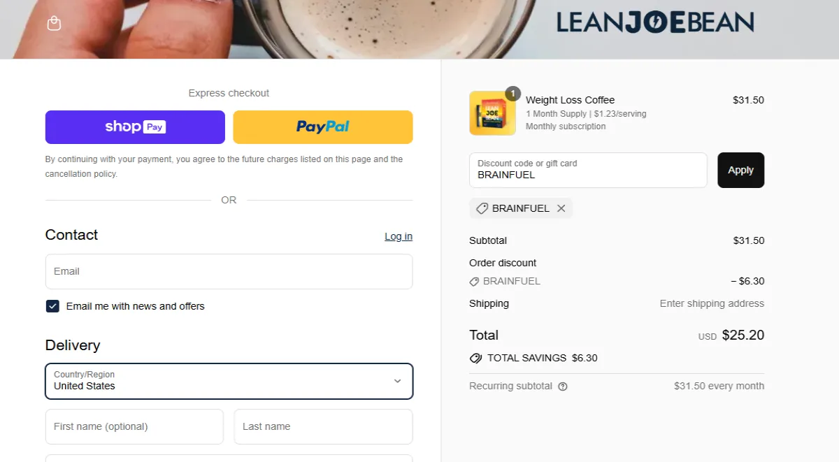 Coupon proof BRAINFUEL