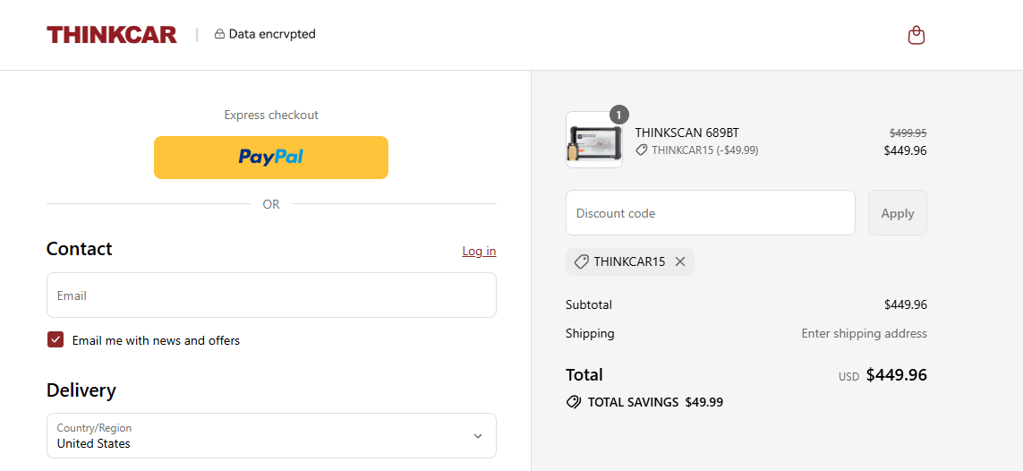 Coupon proof THINKCAR15
