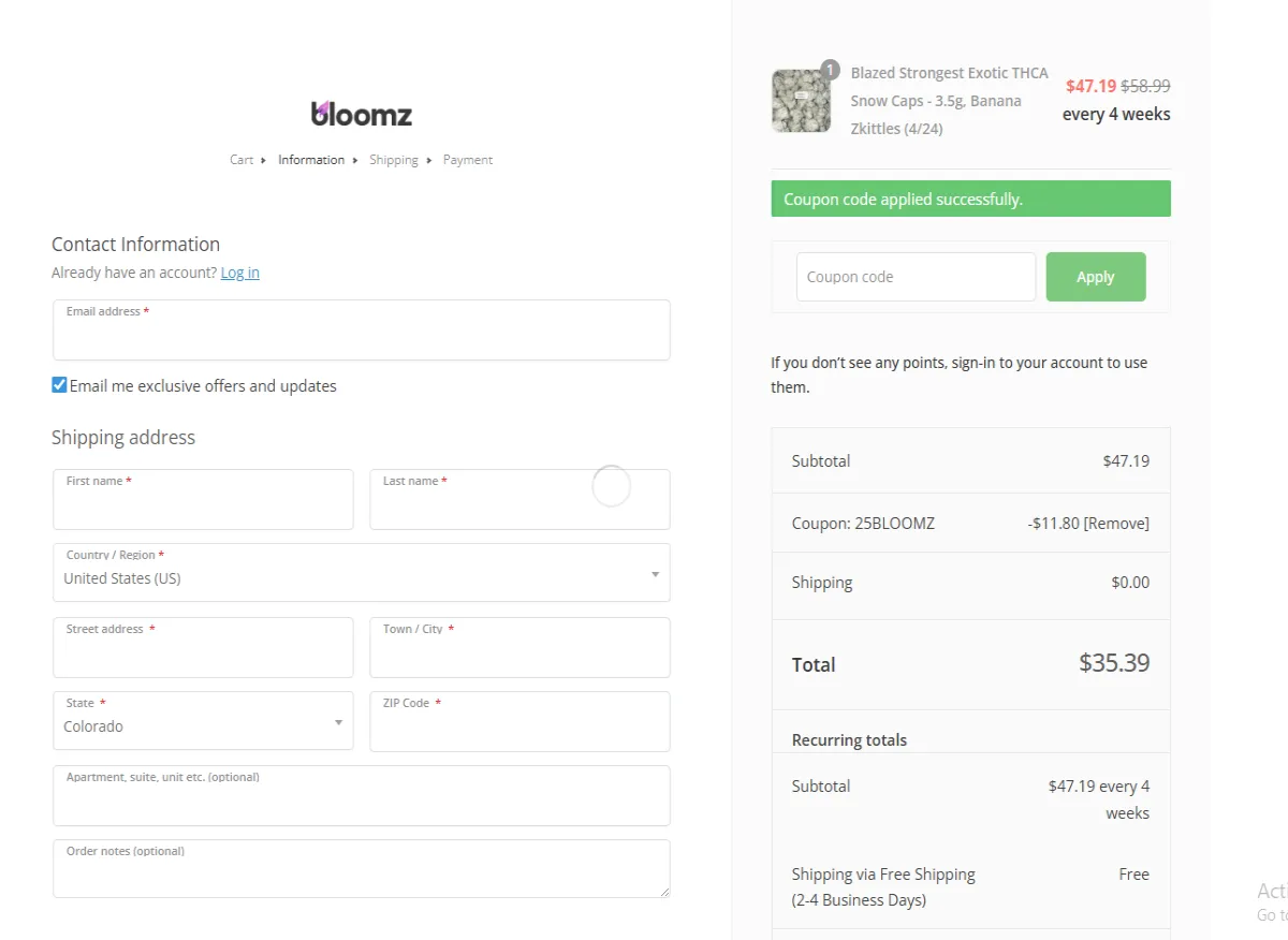Coupon proof 25BLOOMZ