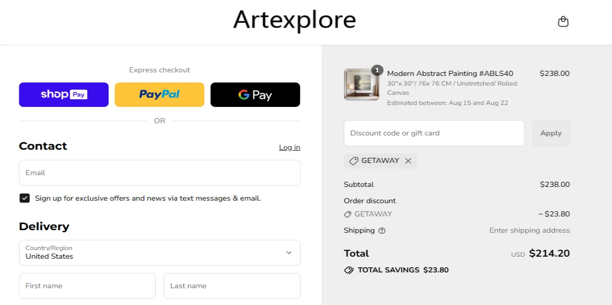 Coupon proof GETAWAY