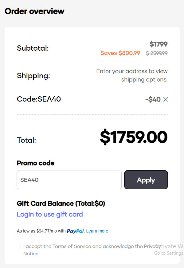 Coupon proof SEA40