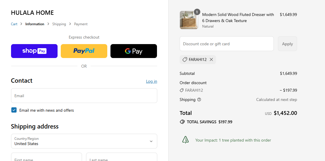Coupon proof FARAHI12