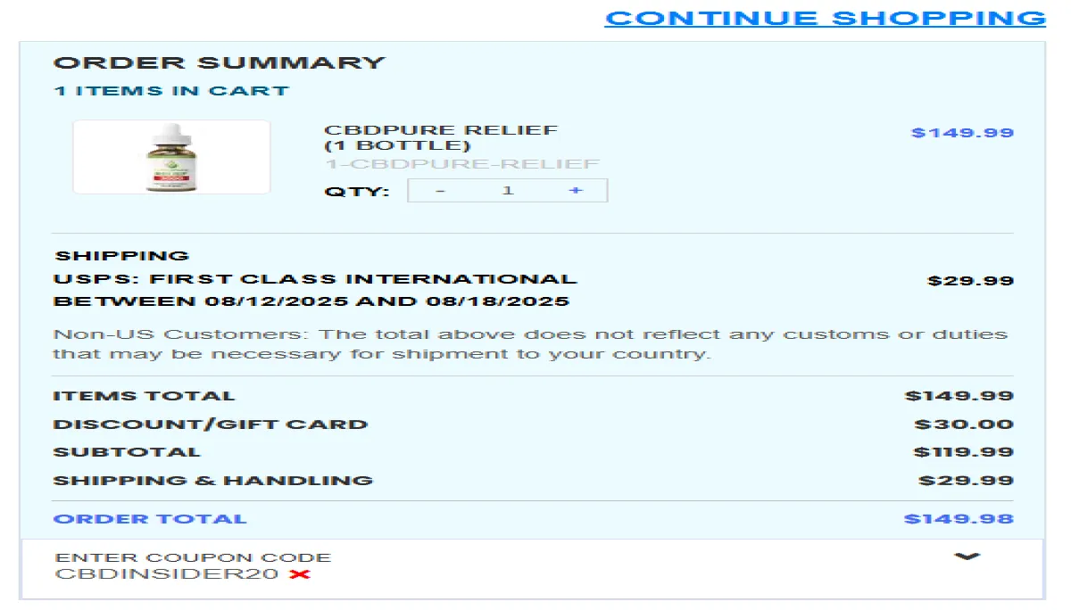 Coupon proof CBDINSIDER20