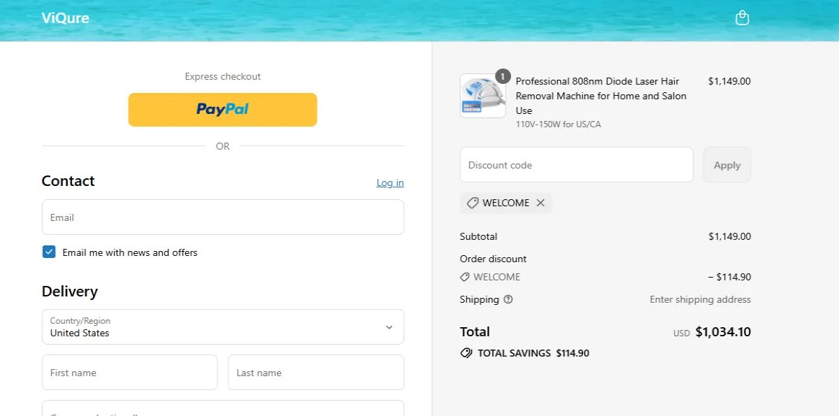 Coupon proof WELCOME