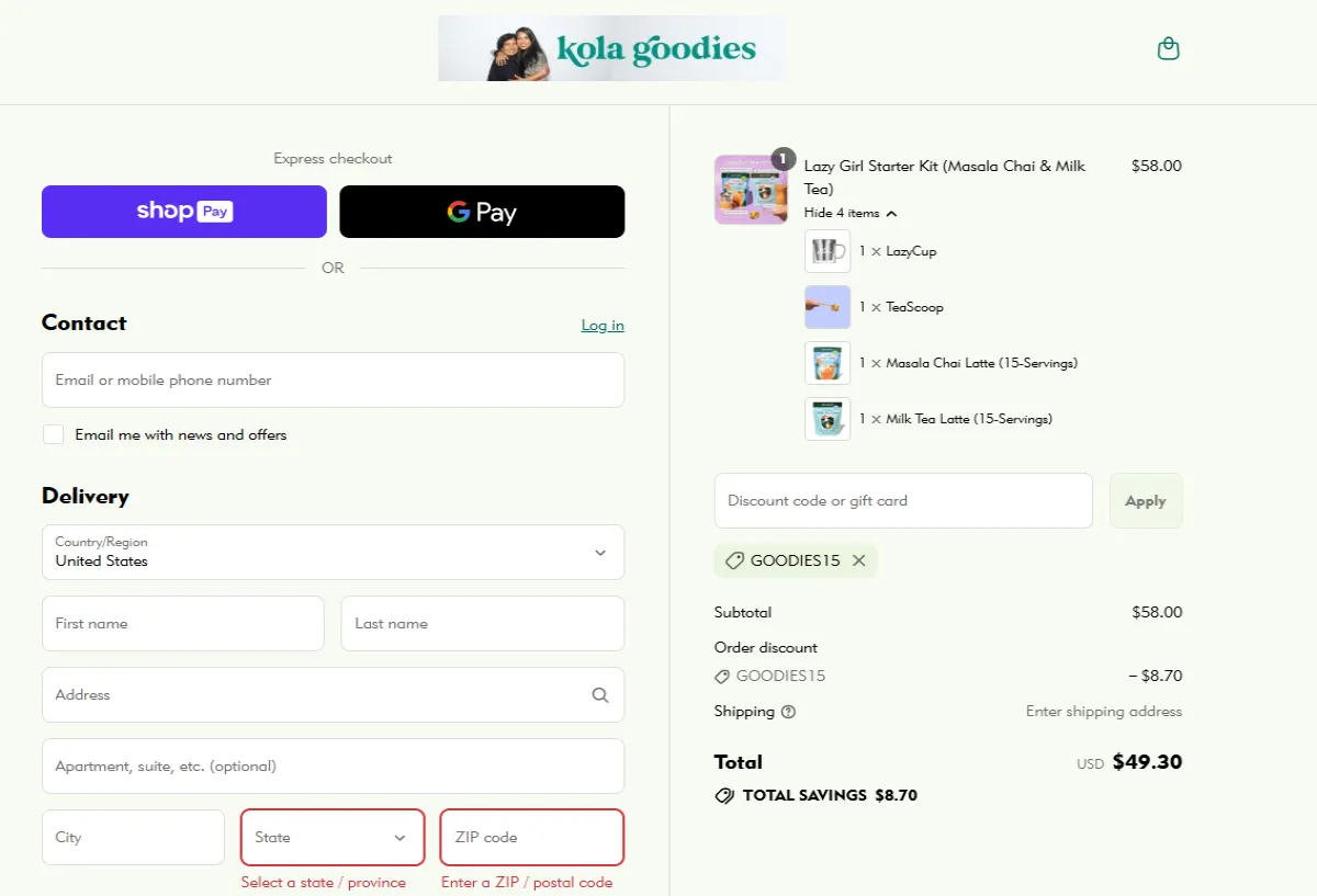 Coupon proof GOODIES15