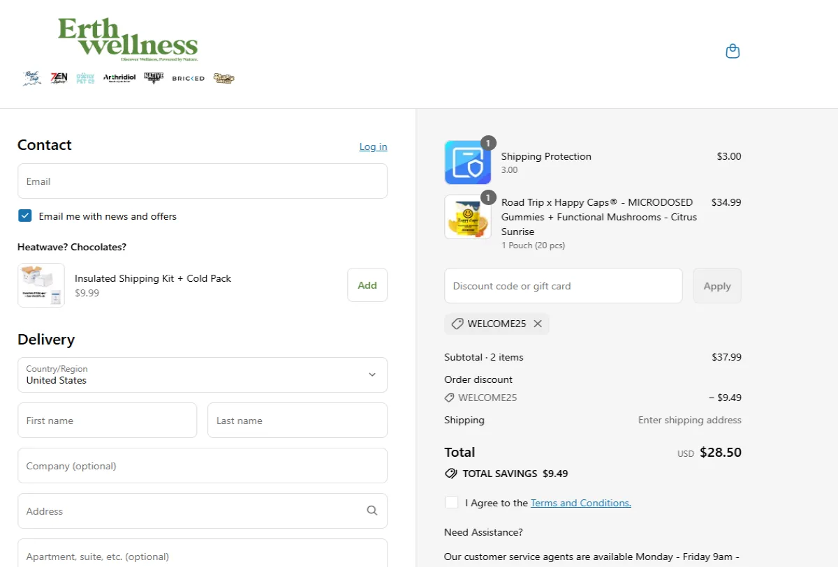 Coupon proof WELCOME25