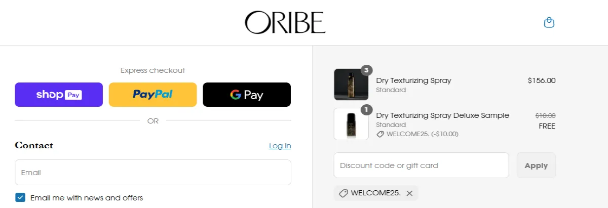 Coupon proof WELCOME25