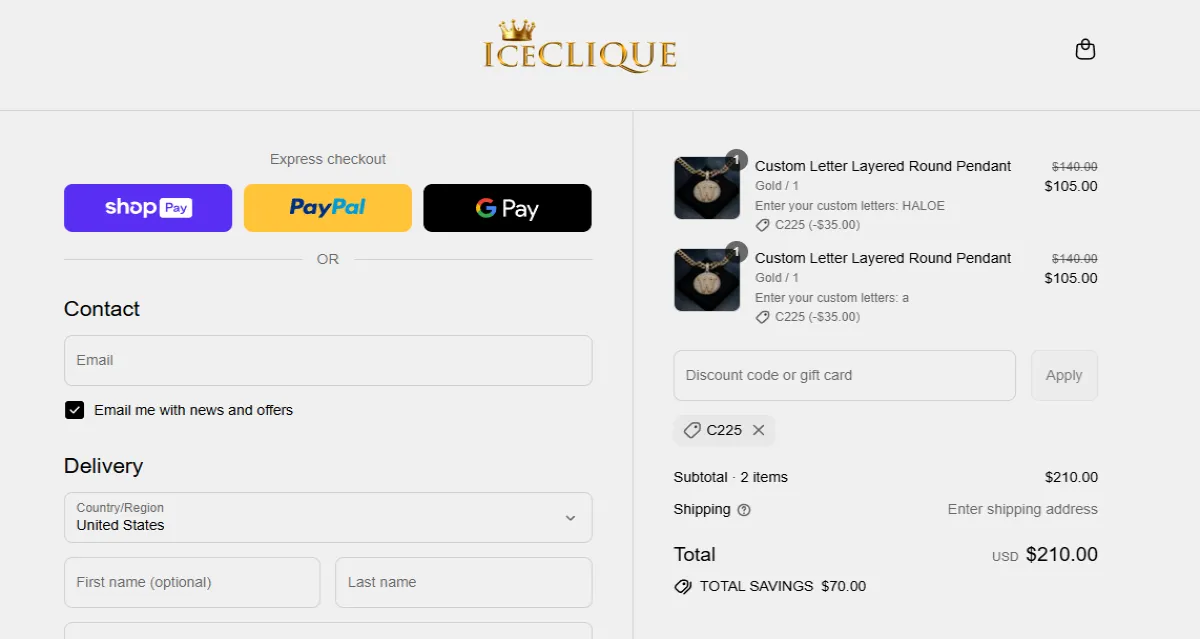 Coupon proof C225