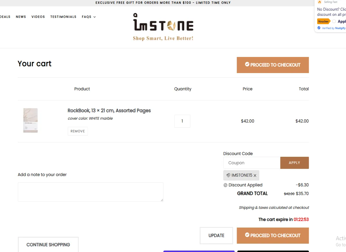 Coupon proof IMSTONE15