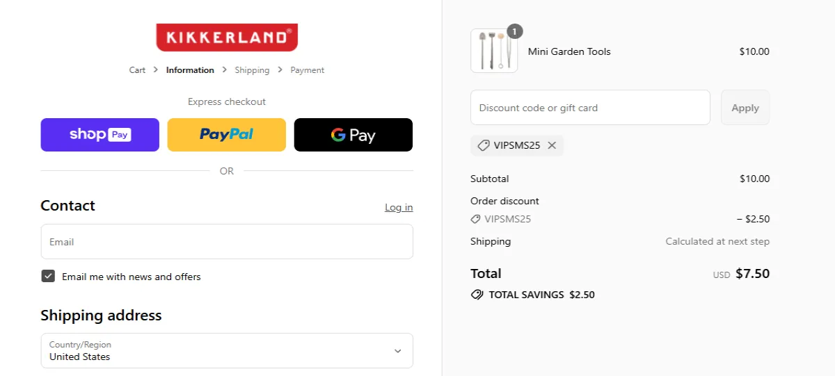 Coupon proof VIPSMS25