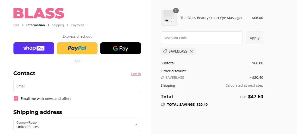 Coupon proof SAVEBLASS